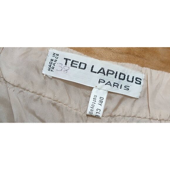 Vintage ted lapidus paris womens small suede leather dress camel Earthtone - Picture 8 of 8